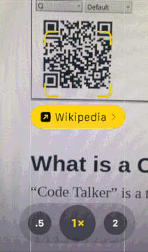 screenshot of iphone camera scanning a QR code 