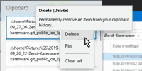 Windows 10 Clipboard History deleting an item screenshot