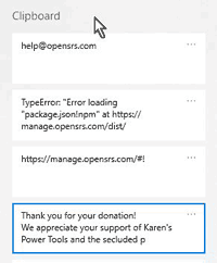 Windows 10 Clipboard History box screenshot