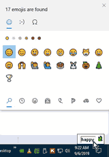 Windows 10 Searching Emoji box screenshot
