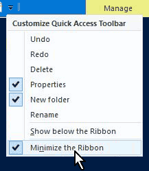 Customize Quick Access Toolbar menu