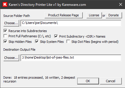 screenshot of windows program