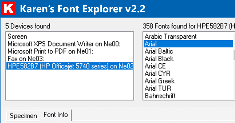 Font Explorer v2.2 | Karen's Power Tools | Karen's Software