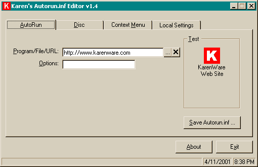 Download your copy of Karen's Autorun.inf Editor