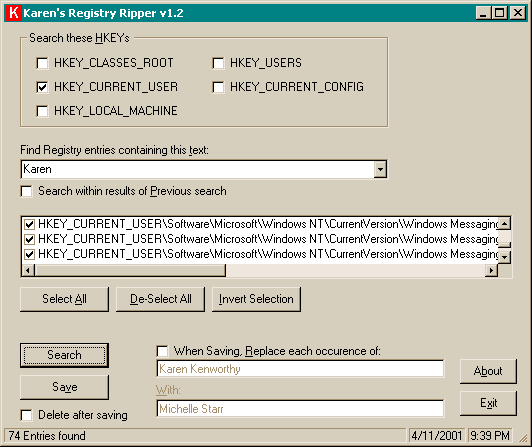 Download your copy of Karen's Registry Ripper